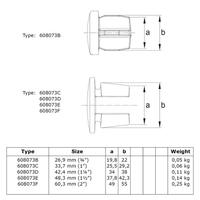 Doos inslagdop metaal voor stalen buizen -F / 60,3 mm (100 stuks)